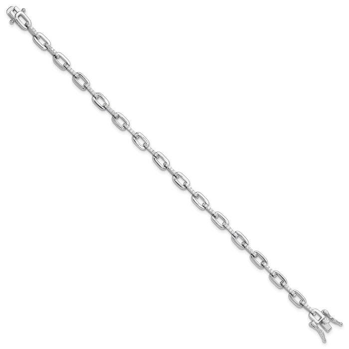 High-Quality Rhodium-Plated Sterling Silver 7-Inch Bracelet | Stylish CZ Accents-2