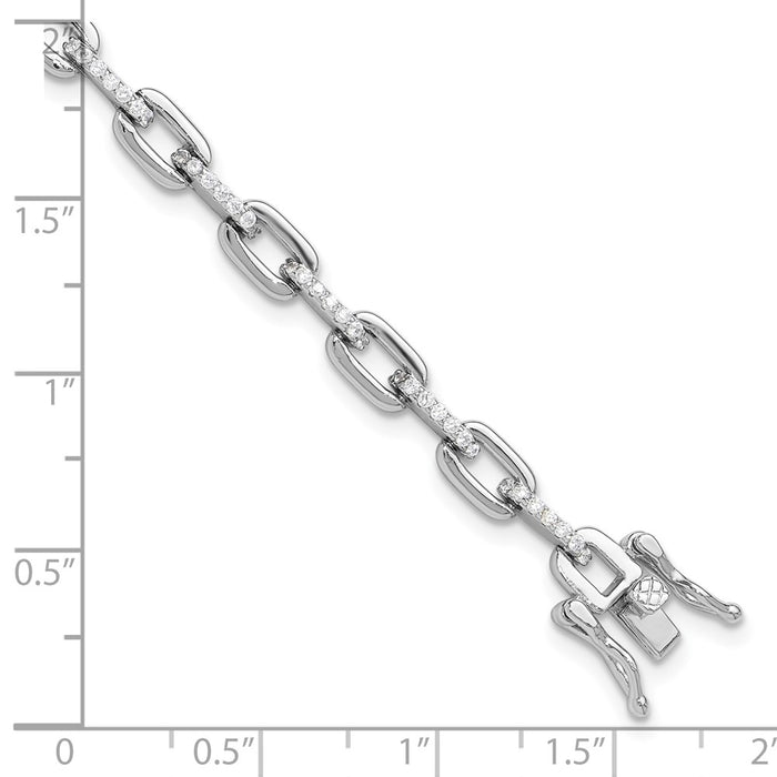 High-Quality Rhodium-Plated Sterling Silver 7-Inch Bracelet | Stylish CZ Accents-5