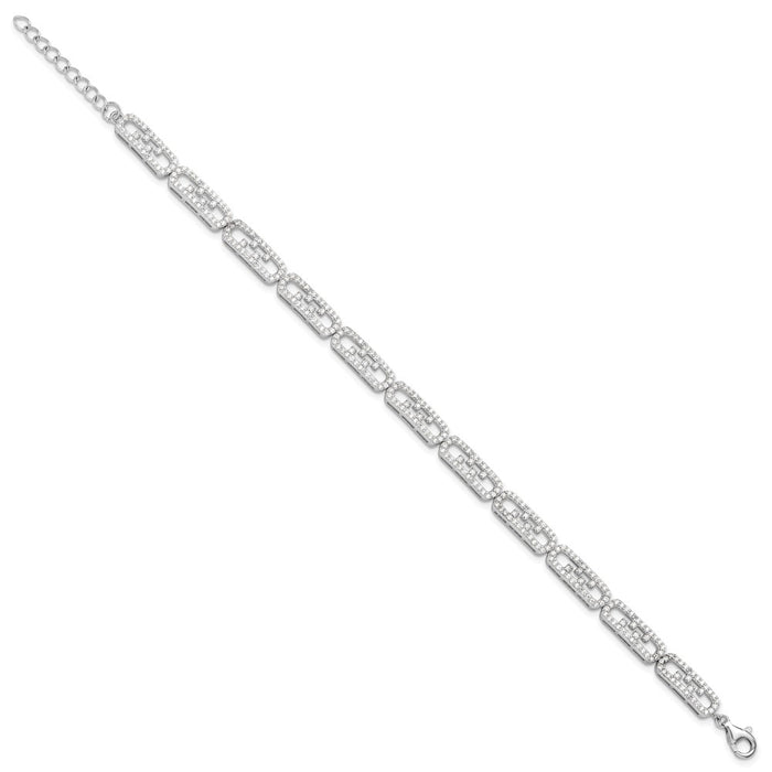 Buy Stylish Rhodium-Plated Sterling Silver CZ Bracelet - 1-Inch Extension-2