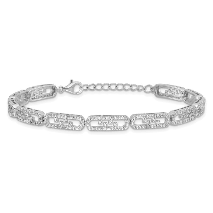Buy Stylish Rhodium-Plated Sterling Silver CZ Bracelet - 1-Inch Extension-3