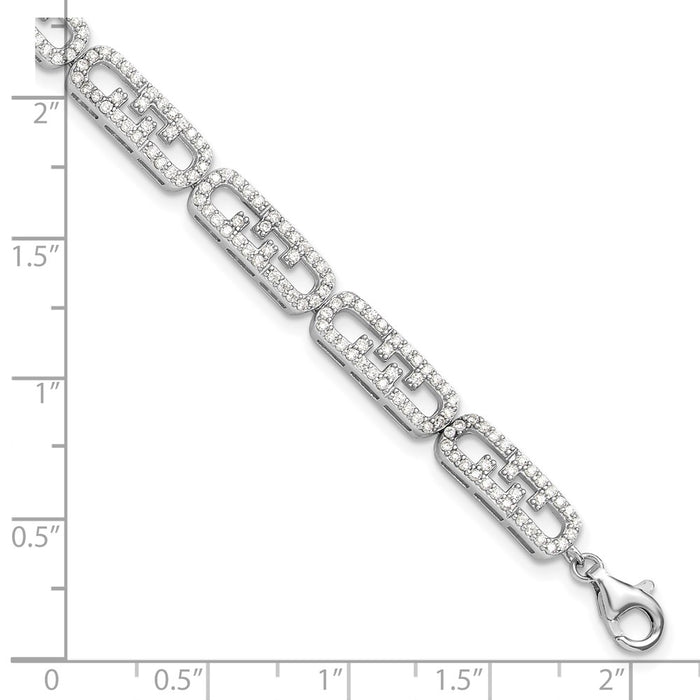 Buy Stylish Rhodium-Plated Sterling Silver CZ Bracelet - 1-Inch Extension-4