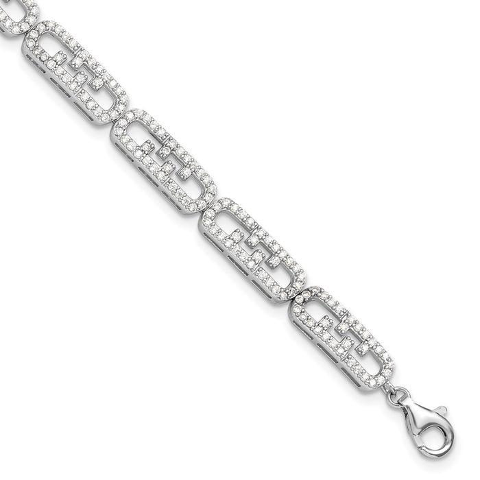 Buy Stylish Rhodium-Plated Sterling Silver CZ Bracelet - 1-Inch Extension-1