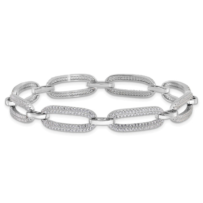 Exclusive Rhodium-Plated Sterling Silver Micro Pave CZ Bracelet - 8 Inches, Stylish Value-3