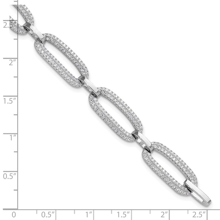 Exclusive Rhodium-Plated Sterling Silver Micro Pave CZ Bracelet - 8 Inches, Stylish Value-4