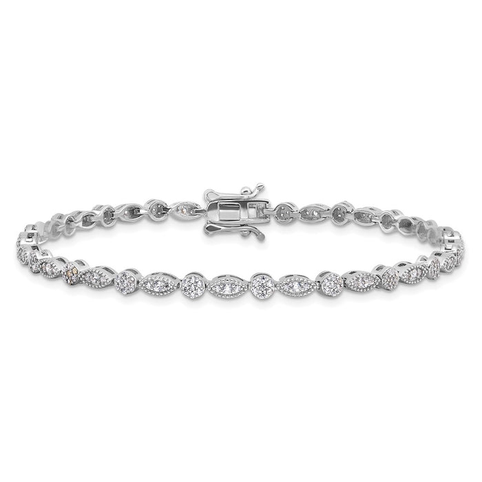 Buy Stylish 7.5-inch Rhodium-Plated Sterling Silver CZ Bracelet - Luxury Design-3