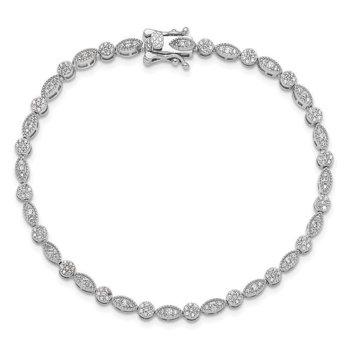 Buy Stylish 7.5-inch Rhodium-Plated Sterling Silver CZ Bracelet - Luxury Design-4