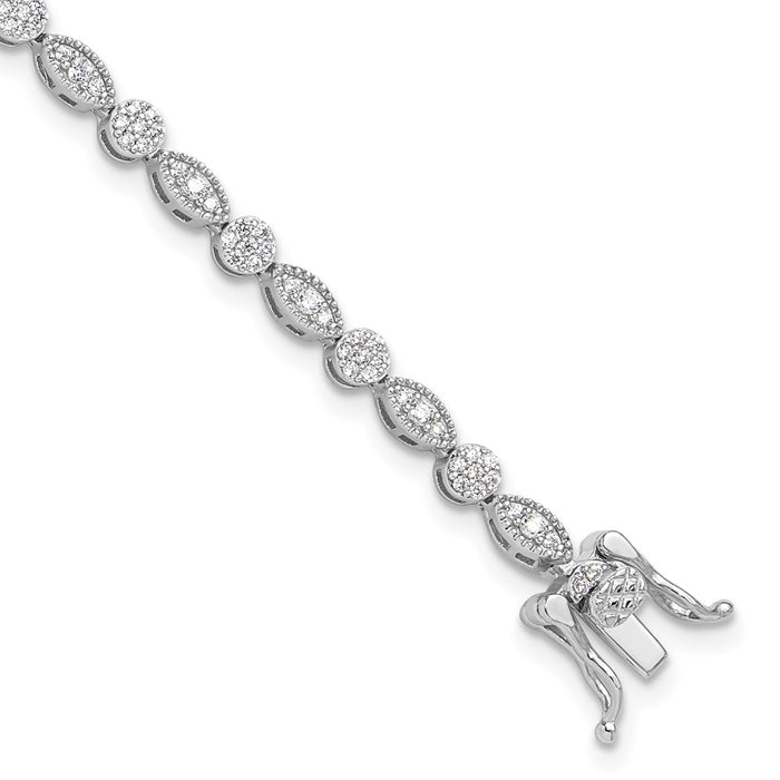 Buy Stylish 7.5-inch Rhodium-Plated Sterling Silver CZ Bracelet - Luxury Design-1