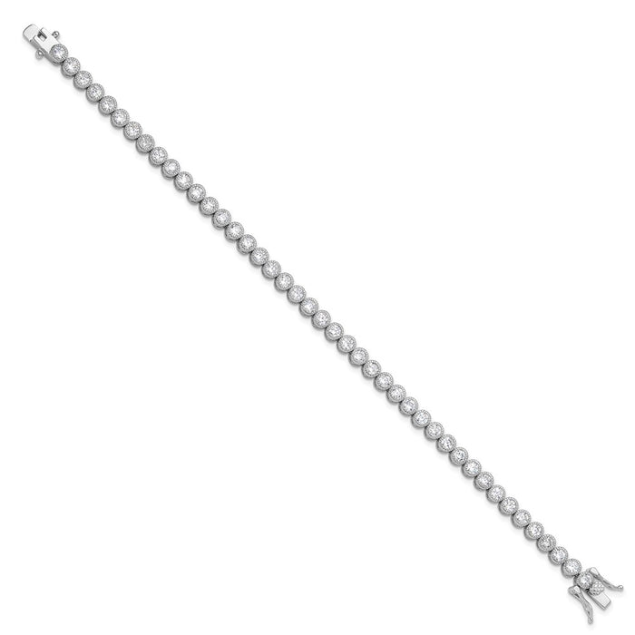 Exclusive Rhodium-Plated Sterling Silver 3.5mm CZ Tennis Bracelet - Affordable 7.5"-2