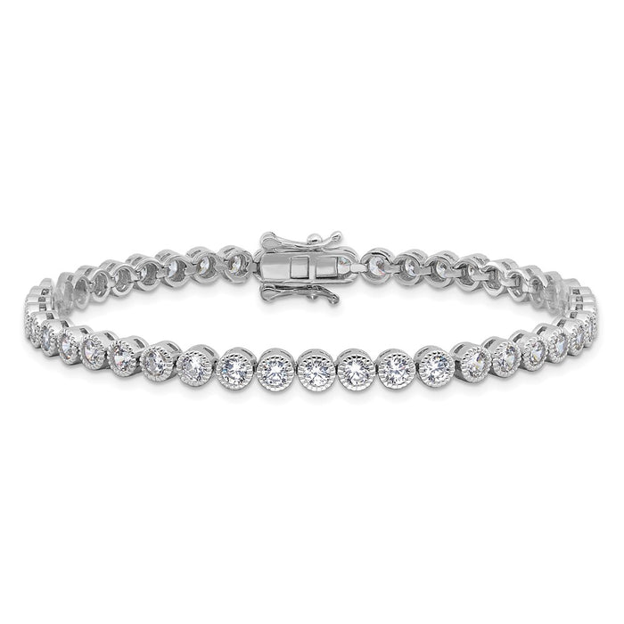 Exclusive Rhodium-Plated Sterling Silver 3.5mm CZ Tennis Bracelet - Affordable 7.5"-3