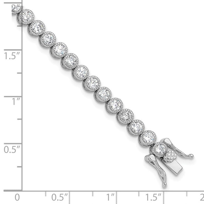 Exclusive Rhodium-Plated Sterling Silver 3.5mm CZ Tennis Bracelet - Affordable 7.5"-4