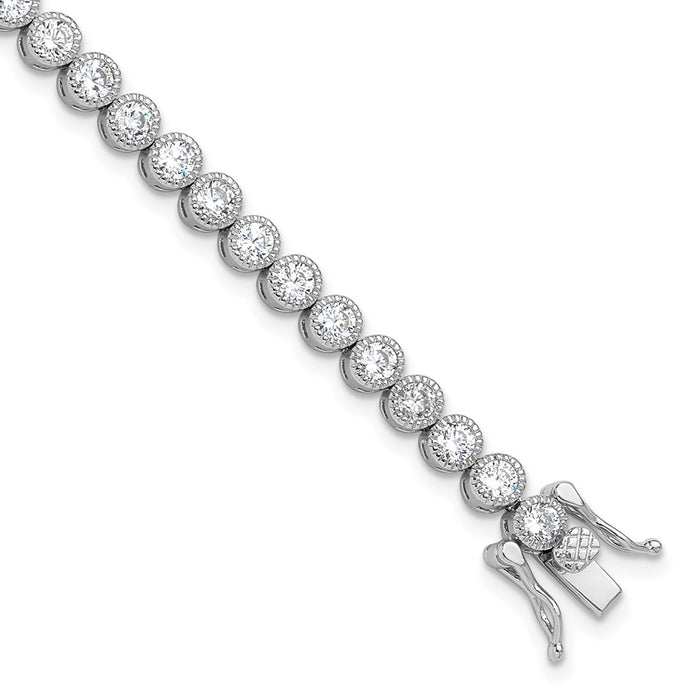 Exclusive Rhodium-Plated Sterling Silver 3.5mm CZ Tennis Bracelet - Affordable 7.5"-1