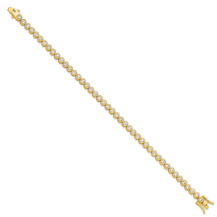 Buy Stylish 4mm Round CZ Tennis Bracelet - 7.5" Gold-Tone Silver Value Deal-2