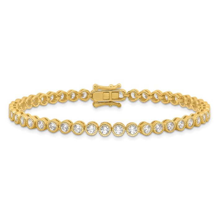 Buy Stylish 4mm Round CZ Tennis Bracelet - 7.5" Gold-Tone Silver Value Deal-3
