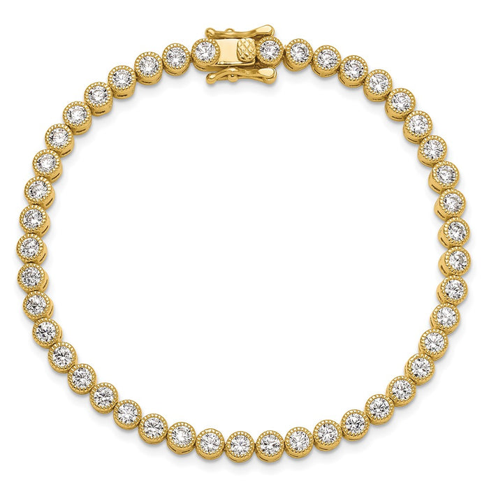 Buy Stylish 4mm Round CZ Tennis Bracelet - 7.5" Gold-Tone Silver Value Deal-4