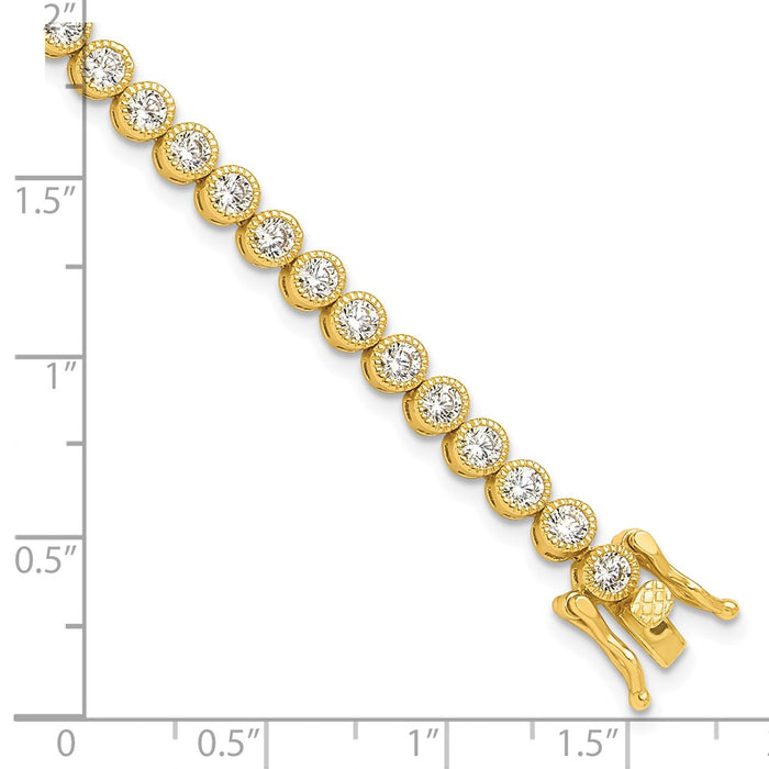 Buy Stylish 4mm Round CZ Tennis Bracelet - 7.5" Gold-Tone Silver Value Deal-5