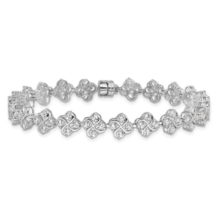 High-Quality Polished CZ Cluster Bracelet - Stylish Sterling Silver, Value Buy!-3