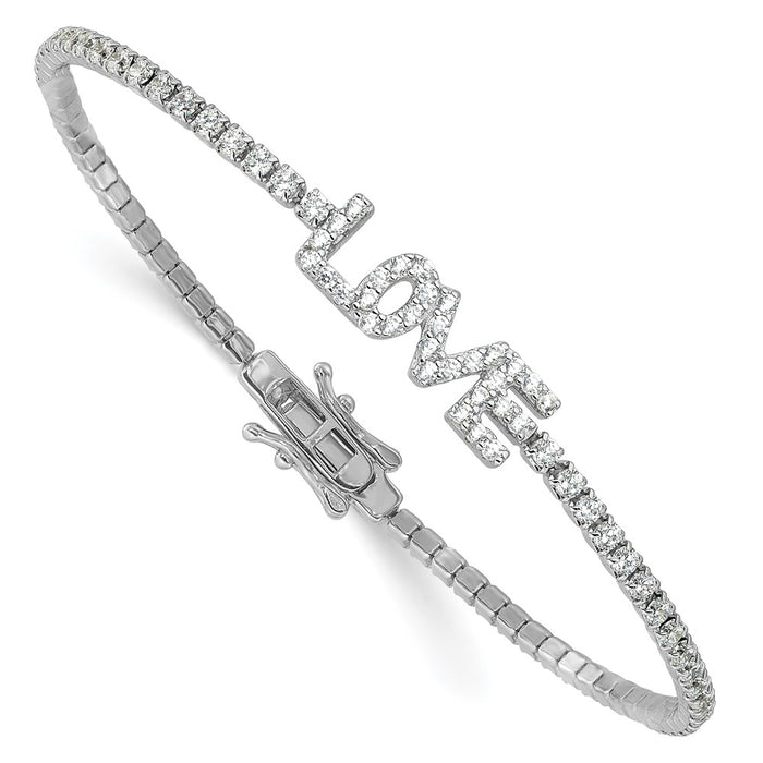 Buy Stylish Rhodium-Plated Sterling Silver CZ LOVE Tennis Bracelet - 7.25"-3