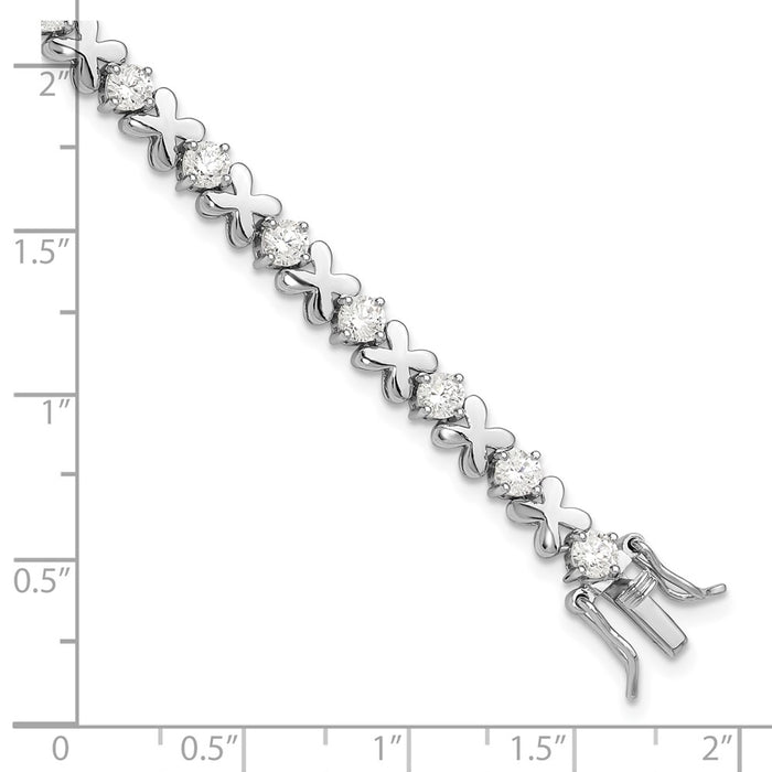 Exclusive Rhodium-Plated Sterling Silver Fancy X's CZ Tennis Bracelet - Stylish & Affordable-5