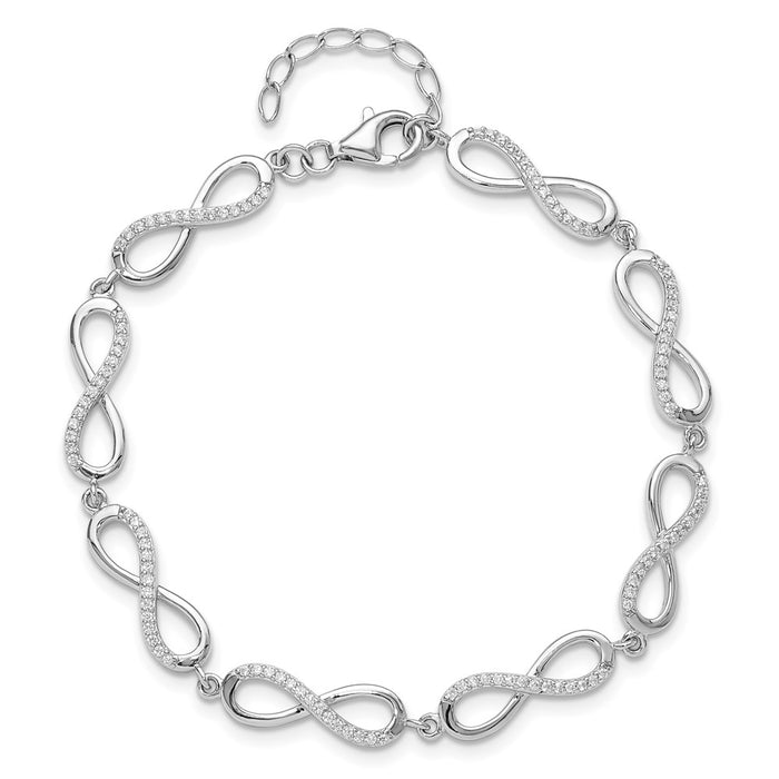 High-Quality Sterling Silver CZ Infinity Link Bracelet - Stylish 1-Inch Extension-4