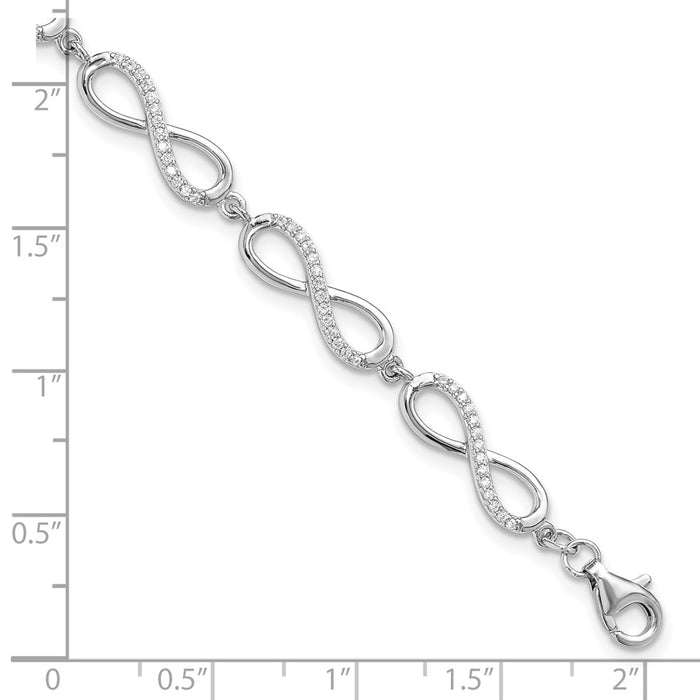 High-Quality Sterling Silver CZ Infinity Link Bracelet - Stylish 1-Inch Extension-5