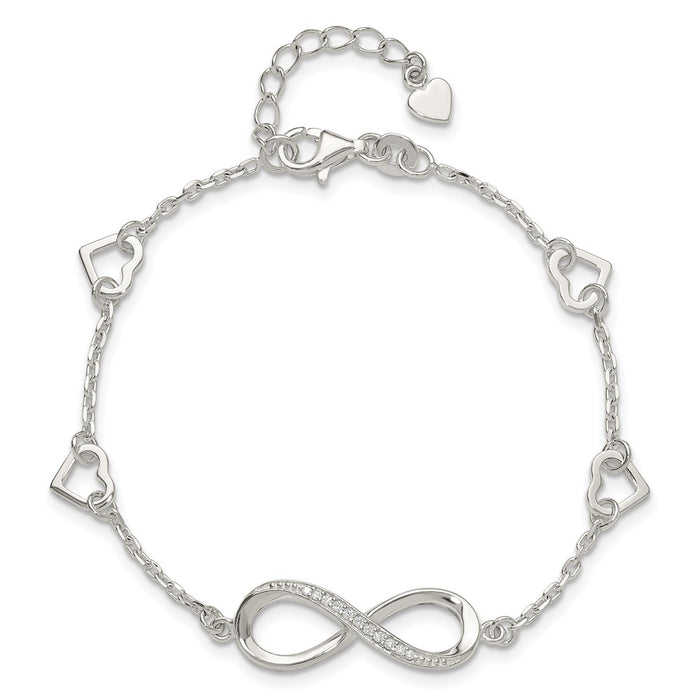 Shop Stylish 7-Inch Sterling Silver CZ Infinity & Hearts Bracelet - Luxury Value-4
