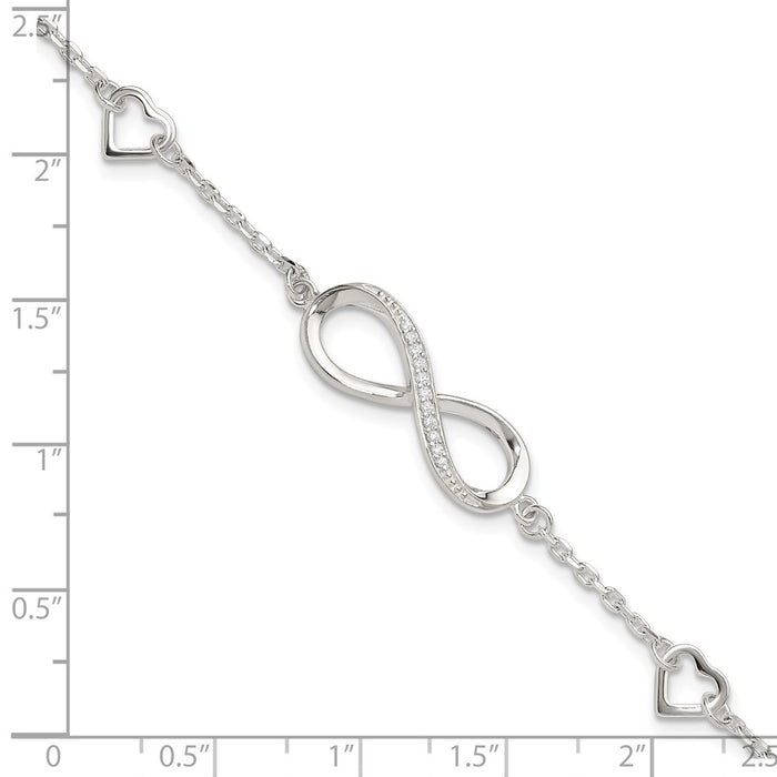 Shop Stylish 7-Inch Sterling Silver CZ Infinity & Hearts Bracelet - Luxury Value-5