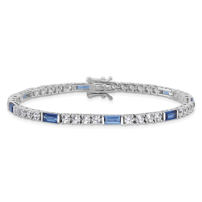 Designer Rhodium-Plated Sterling Silver Tennis Bracelet - 7.25in, Stylish CZ!-3
