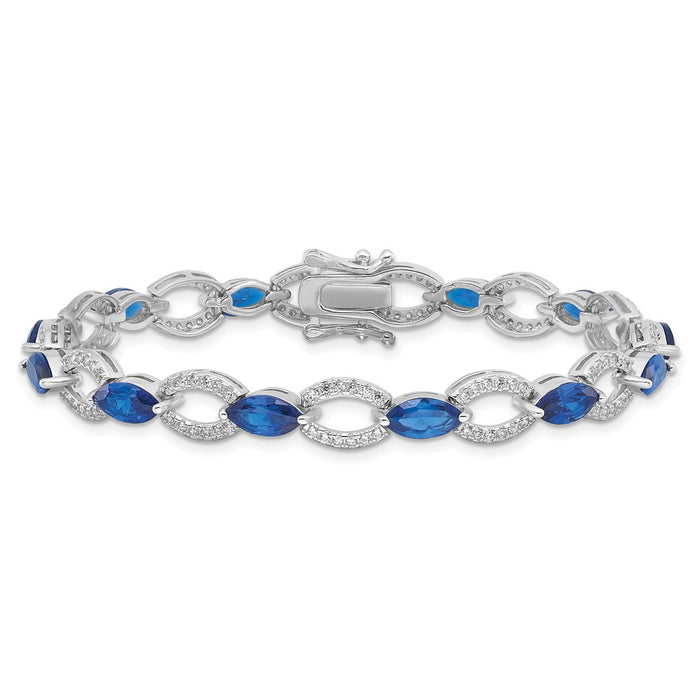 Designer Rhodium-Plated Sterling Silver CZ Link Bracelet - Stylish & Affordable-3