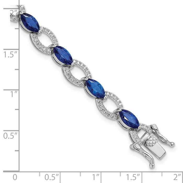 Designer Rhodium-Plated Sterling Silver CZ Link Bracelet - Stylish & Affordable-4