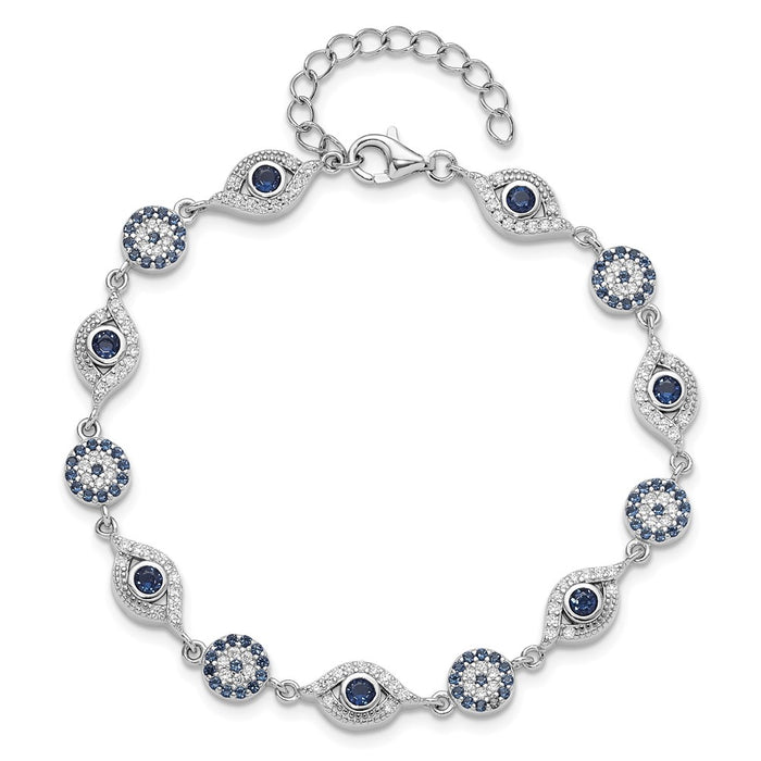 High-Quality Sterling Silver Evil Eye Bracelet - Stylish 7.25" + Extension-4