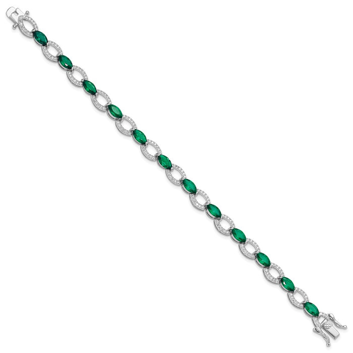 Shop Exclusive Rhodium-Plated Sterling Silver Link Bracelet with CZ, Stylish and Affordable-2