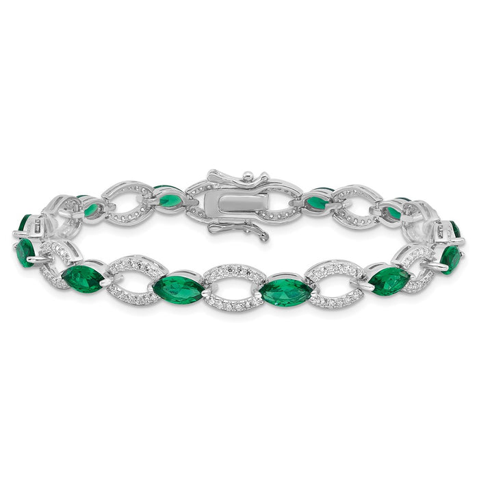 Shop Exclusive Rhodium-Plated Sterling Silver Link Bracelet with CZ, Stylish and Affordable-3