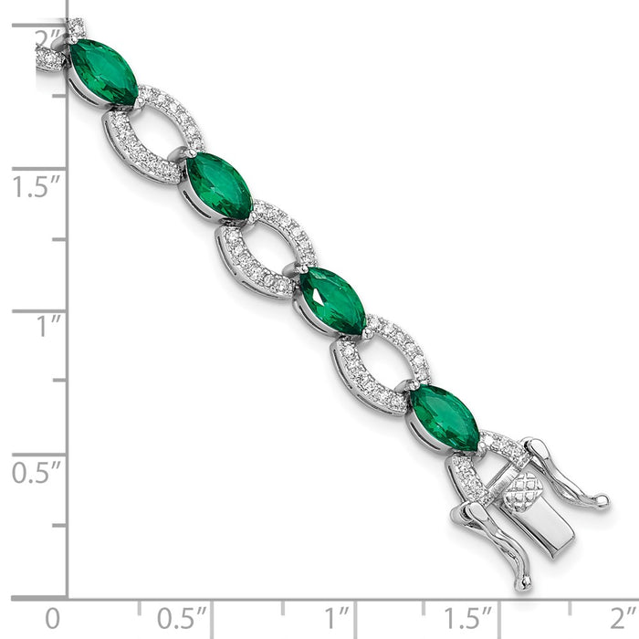 Shop Exclusive Rhodium-Plated Sterling Silver Link Bracelet with CZ, Stylish and Affordable-4