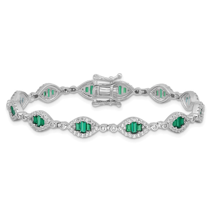 Buy Exclusive Rhodium-Plated Sterling Silver CZ Link Bracelet - Stylish & Affordable-3
