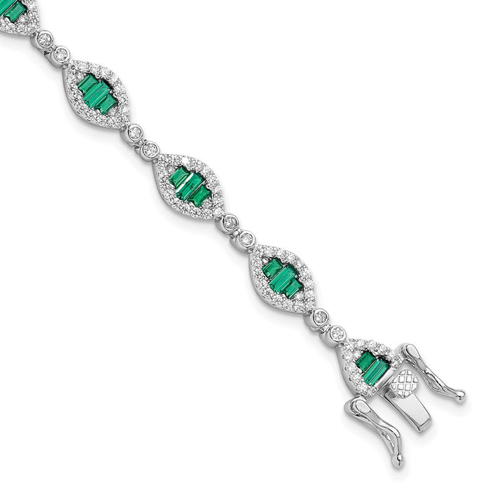 Buy Exclusive Rhodium-Plated Sterling Silver CZ Link Bracelet - Stylish & Affordable-1