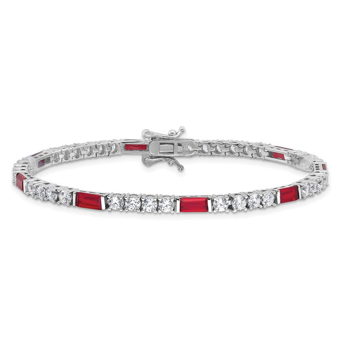 Shop Stylish Rhodium-Plated Sterling Silver Tennis Bracelet, 7.25" CZ Value-3