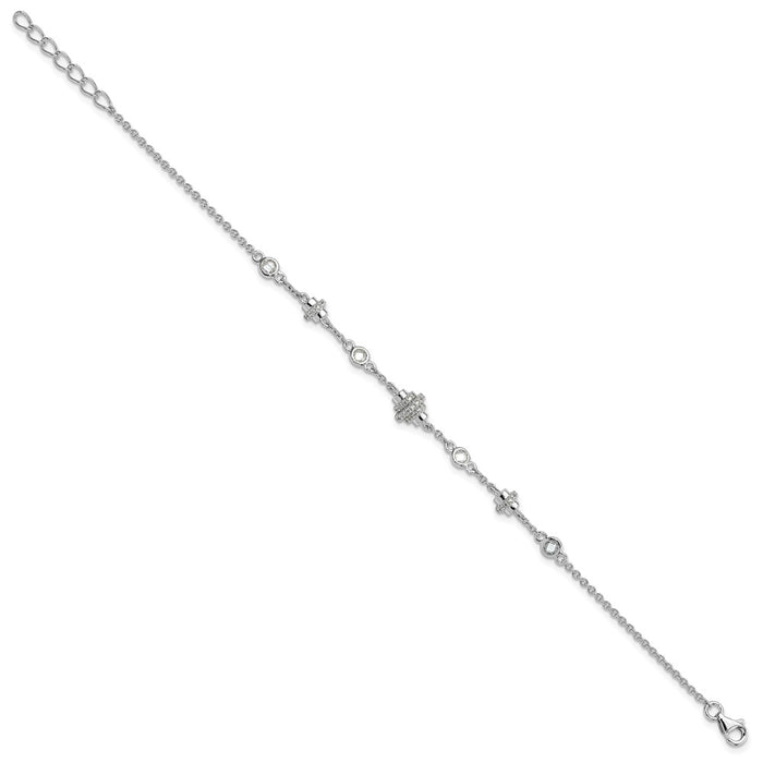 Shop Stylish Rhodium-Plated Sterling Silver CZ Bracelet - 7" + 1" Extension-2