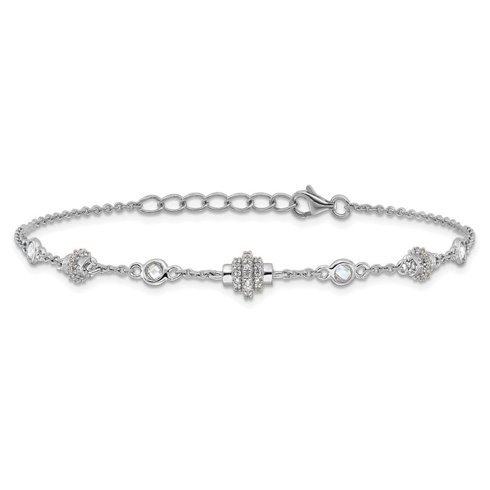 Shop Stylish Rhodium-Plated Sterling Silver CZ Bracelet - 7" + 1" Extension-3