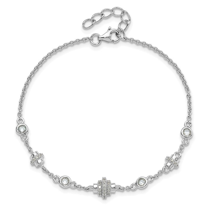 Shop Stylish Rhodium-Plated Sterling Silver CZ Bracelet - 7" + 1" Extension-4