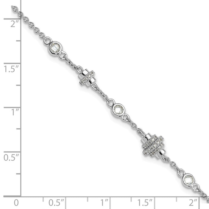 Shop Stylish Rhodium-Plated Sterling Silver CZ Bracelet - 7" + 1" Extension-5