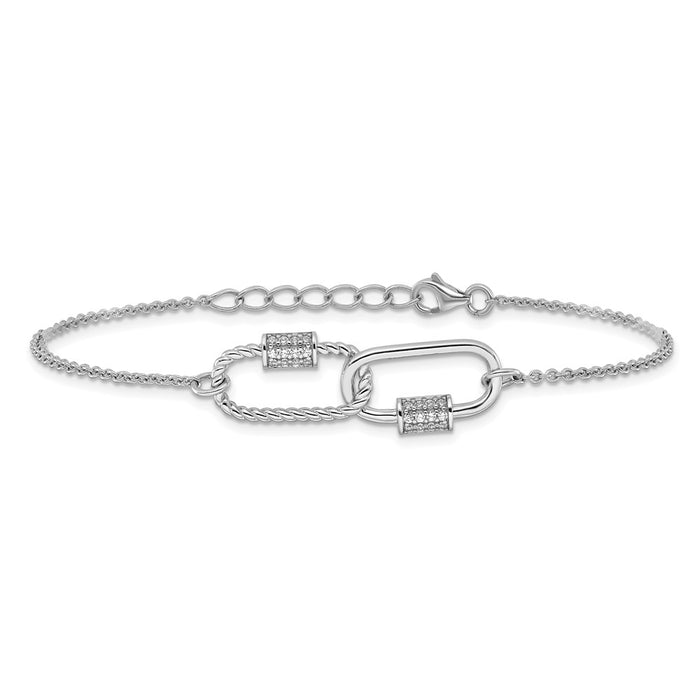 Buy Stylish Rhodium-Plated Sterling Silver CZ Bracelet - 7.5 Inches, Affordable-3