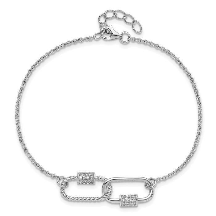 Buy Stylish Rhodium-Plated Sterling Silver CZ Bracelet - 7.5 Inches, Affordable-4