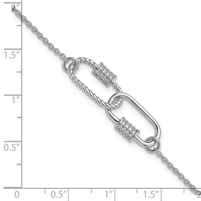 Buy Stylish Rhodium-Plated Sterling Silver CZ Bracelet - 7.5 Inches, Affordable-5