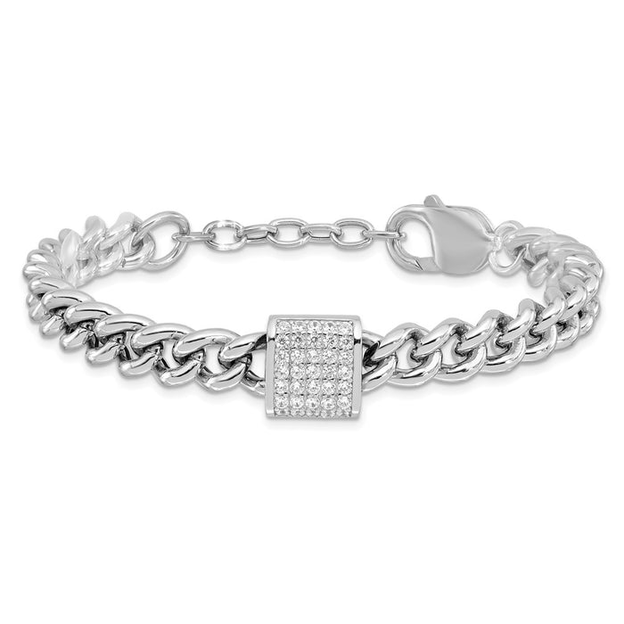 High-Quality Rhodium-Plated Sterling Silver CZ Bracelet - 7" + 1" Extension, Stylish & Affordable-3