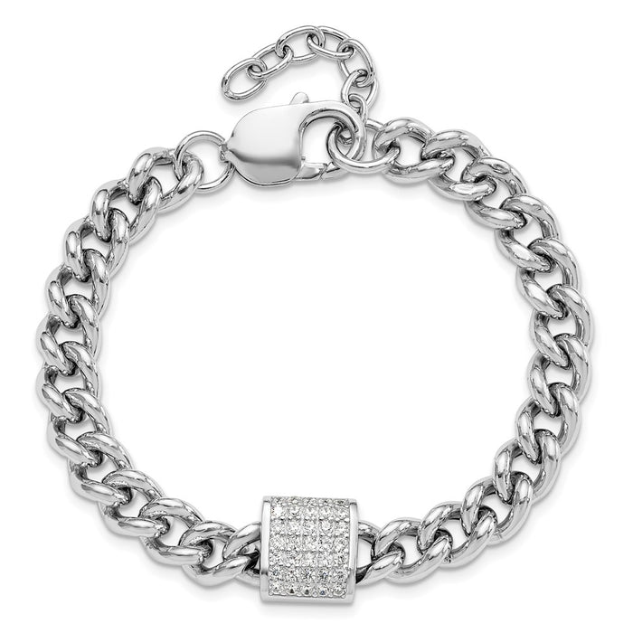 High-Quality Rhodium-Plated Sterling Silver CZ Bracelet - 7" + 1" Extension, Stylish & Affordable-4