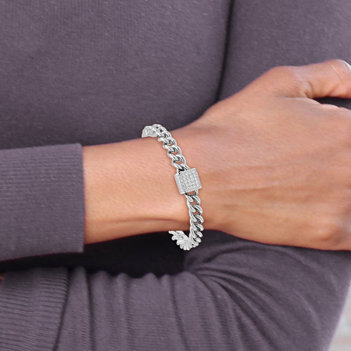 High-Quality Rhodium-Plated Sterling Silver CZ Bracelet - 7" + 1" Extension, Stylish & Affordable-6