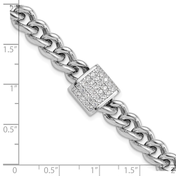High-Quality Rhodium-Plated Sterling Silver CZ Bracelet - 7" + 1" Extension, Stylish & Affordable-5