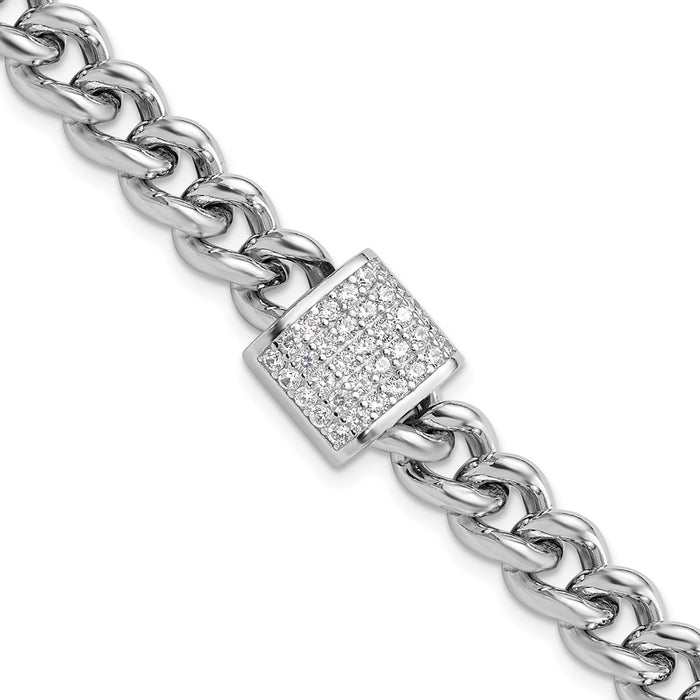 High-Quality Rhodium-Plated Sterling Silver CZ Bracelet - 7" + 1" Extension, Stylish & Affordable-1