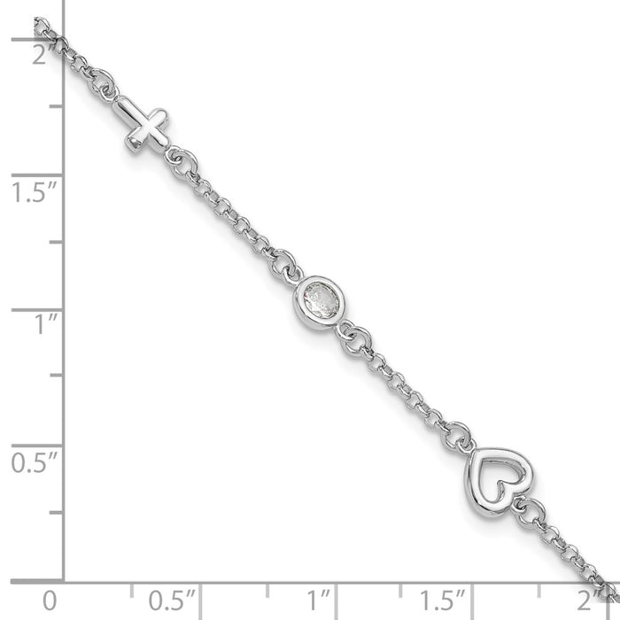 Shop Stylish Sterling Silver Rhodium-Plated CZ Children's Bracelet - 1" Ext-5