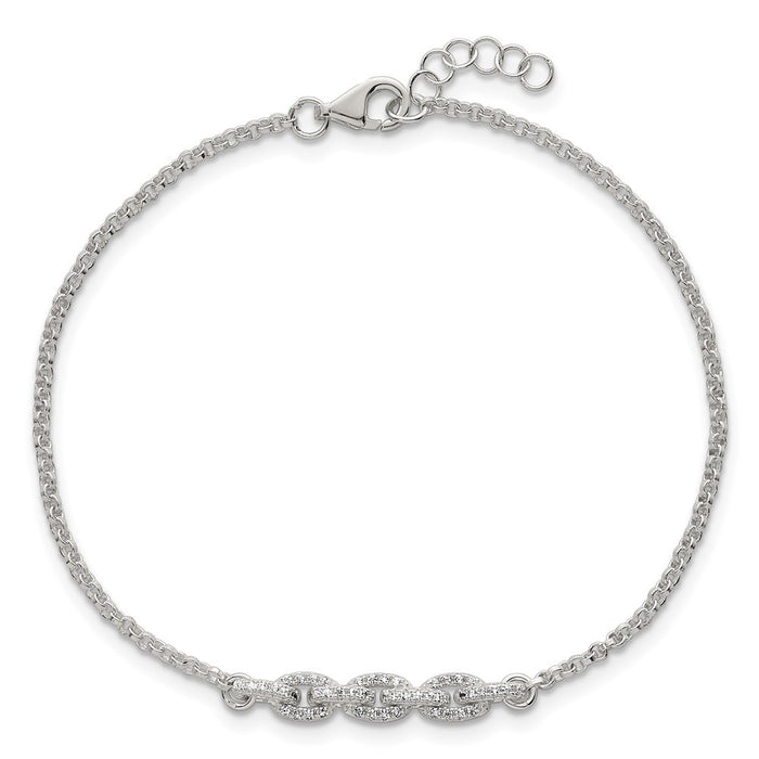 Shop Stylish Polished Sterling Silver Pave CZ Bracelet - 6.75 Inches, Value!-4